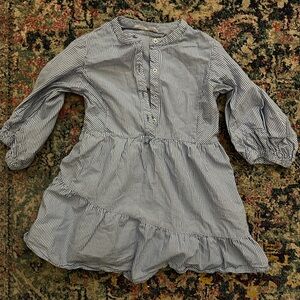 Zara Kids Casual Striped Dress - Blue and White